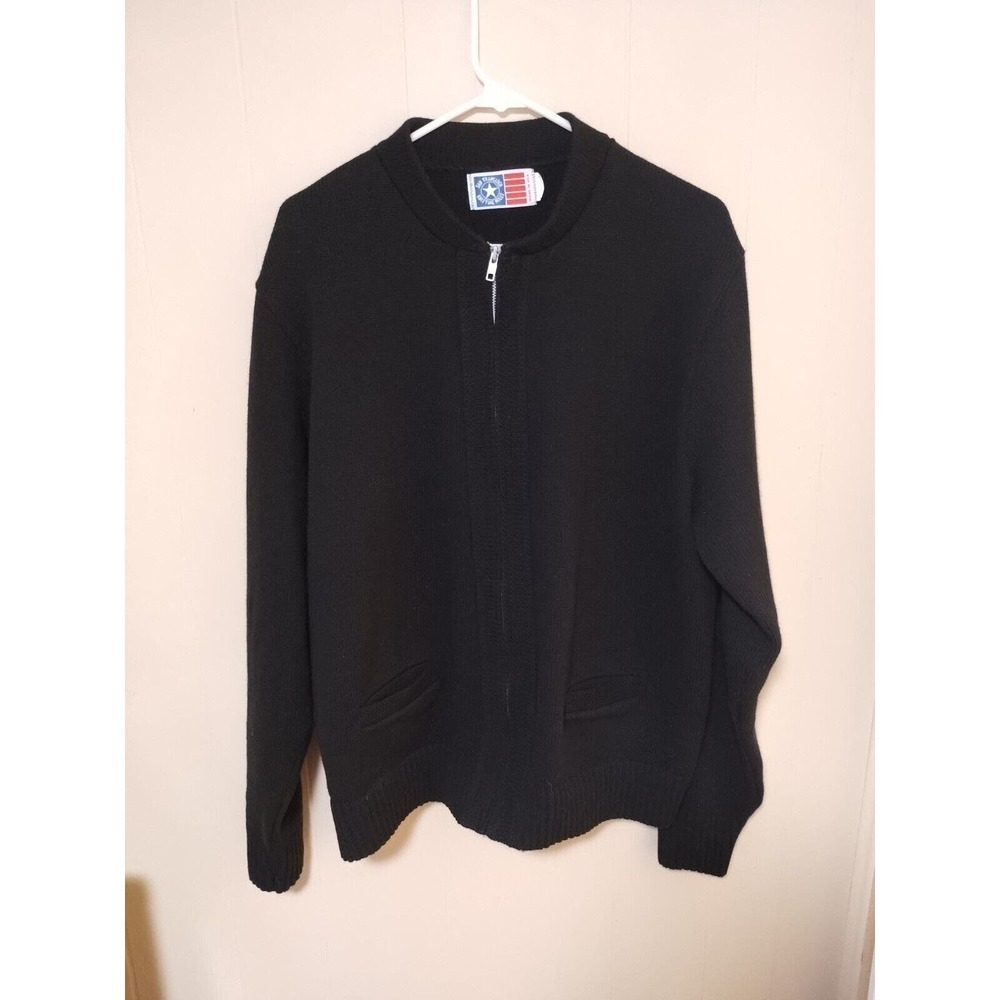 Vintage Full Zip Cardigan Sweater San Francisco Knitting Mills Black Sz L